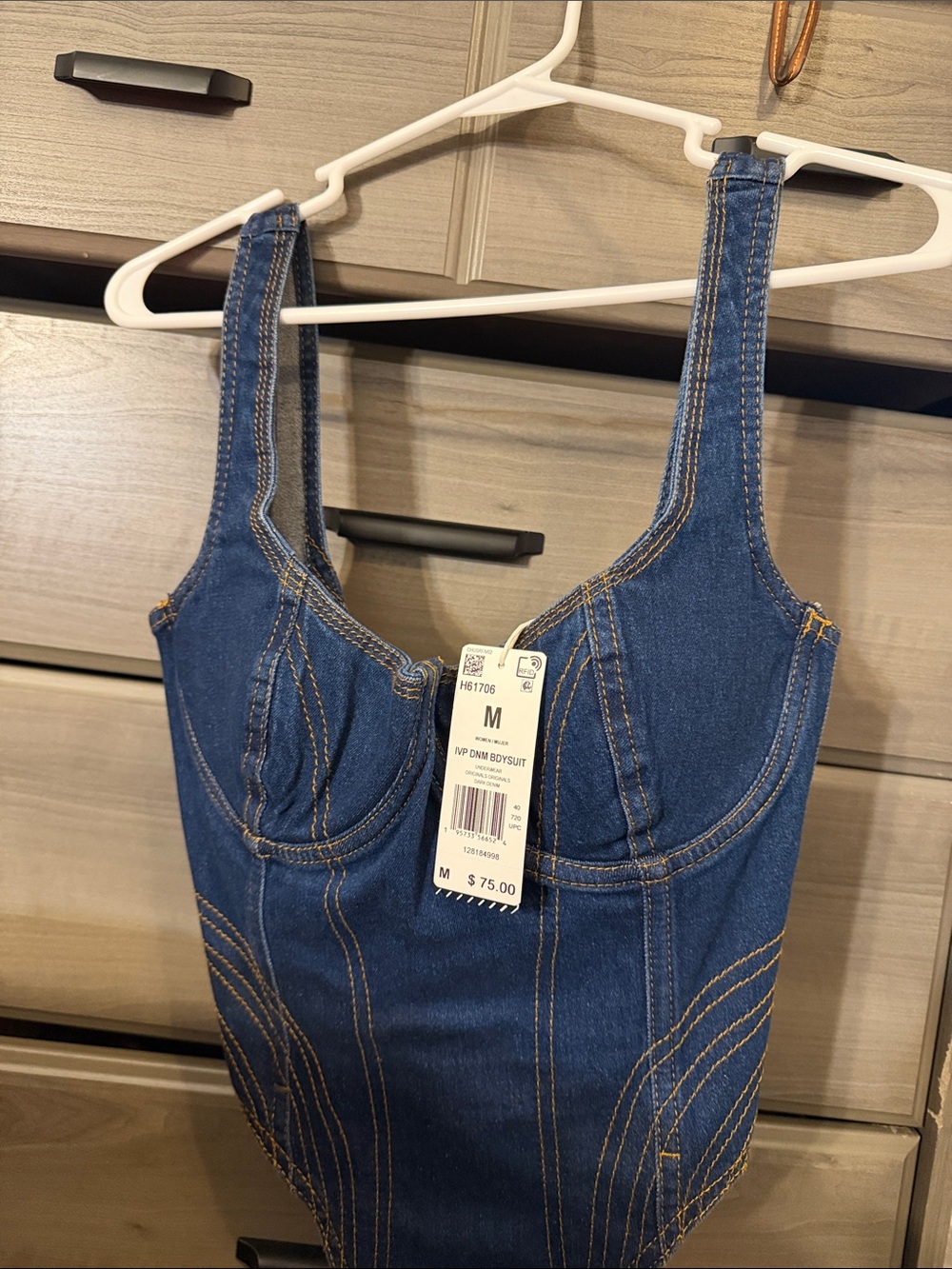 UNIF Blue Denim Bodysuit Overalls